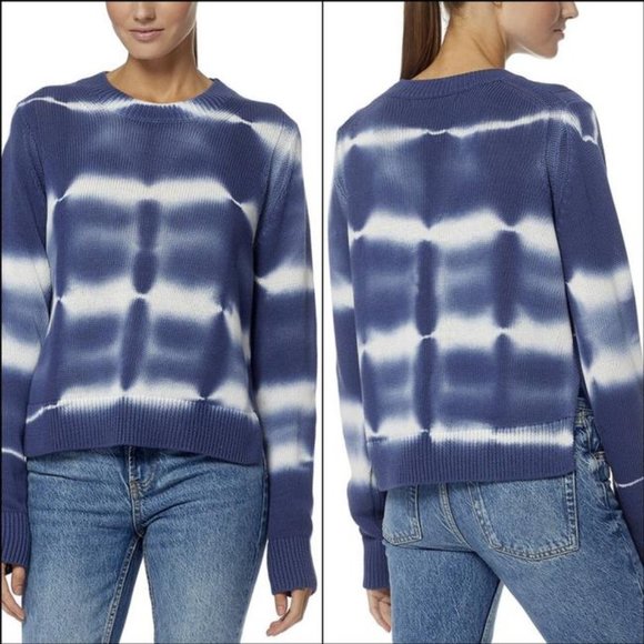 NWT Sz S 360 Sweater Blue White Tie Dye Long Sleeve Sweater - Picture 1 of 7